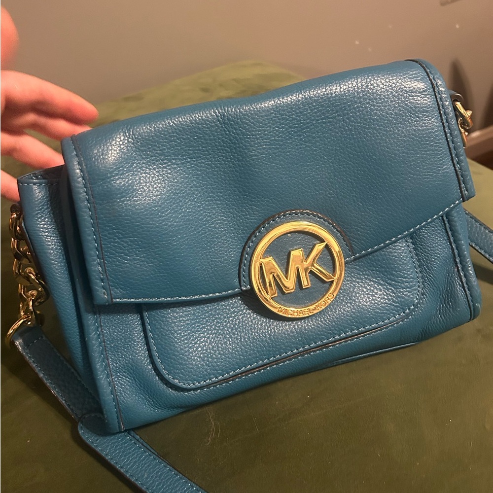 Michael Kors Blue Leather Margot Crossbody Bag